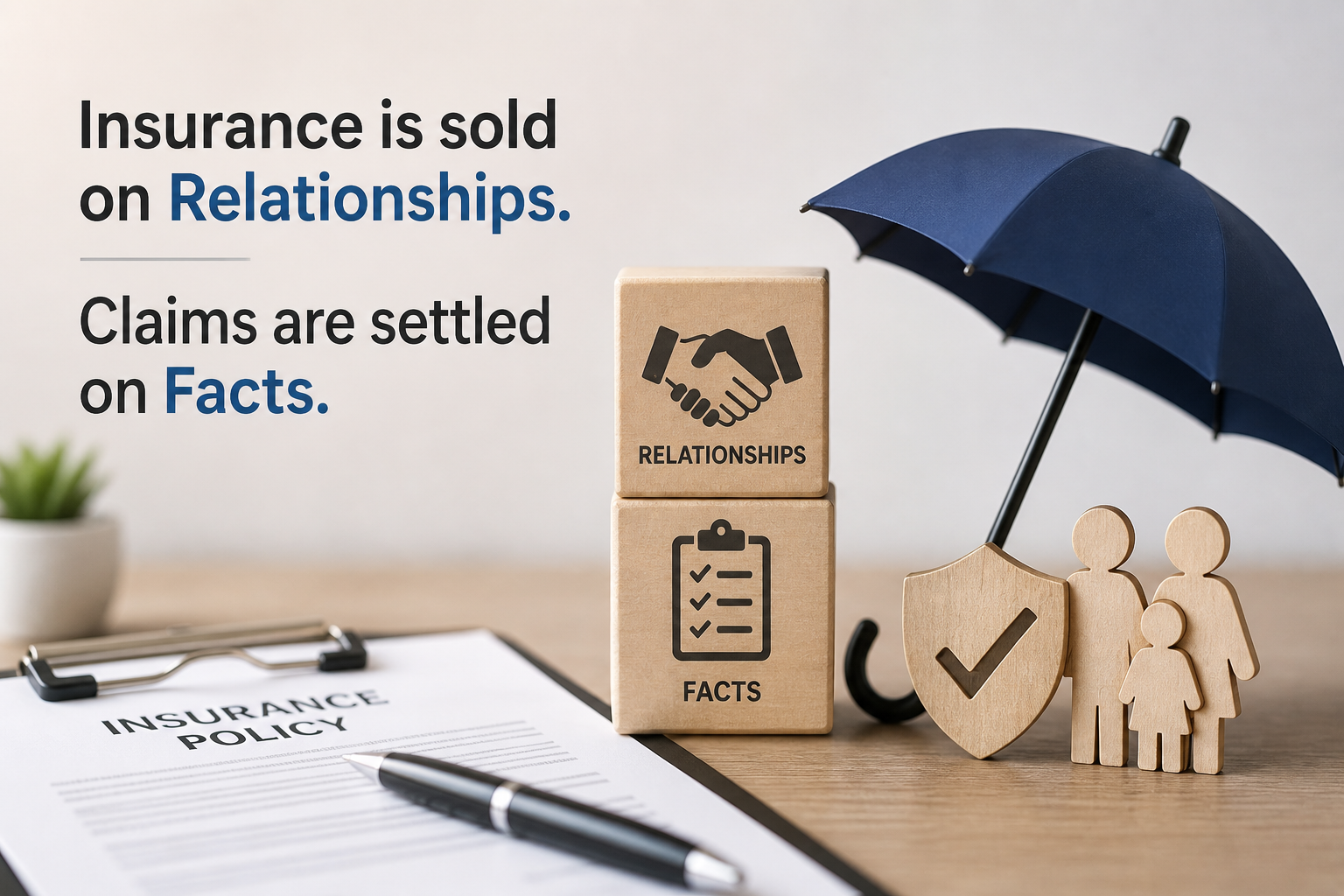 Insurance Is Sold on Relationships. Claims Are Settled on Facts.